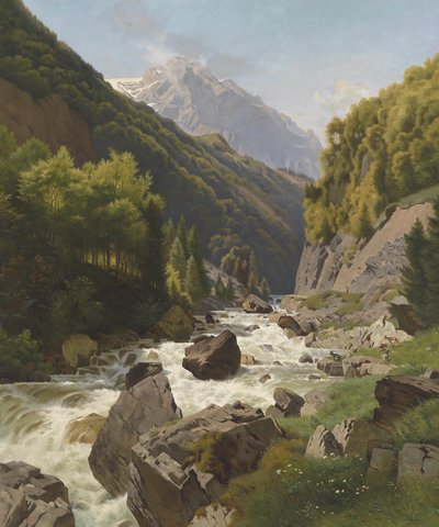 Gorge at Lötschenbach near Glarus by Johann Gottfried Steffan